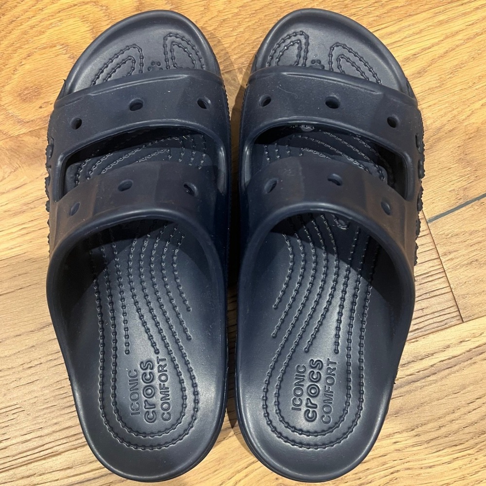 Crocs Classic Sandal Navy Blue Two Strap Slide Kids Size M6